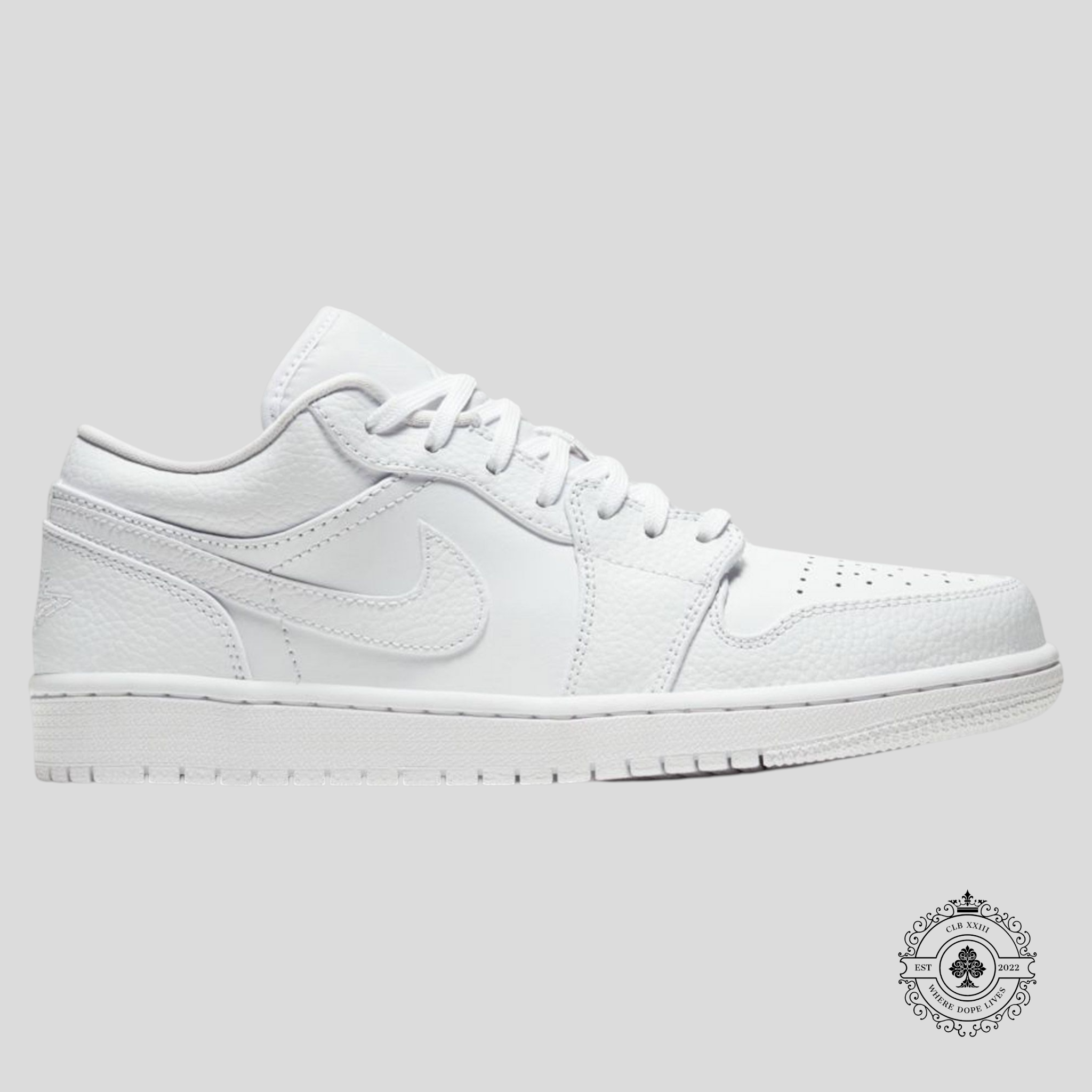 Air Jordan 1 Low Triple White Tumbled Leather