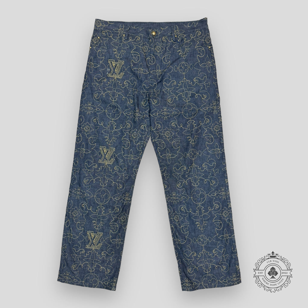 Louis Vuitton Arabesque Embroidered Denim Jeans