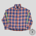 Chrome Heart Sleeve Logo Flannel Shirt in Blue/Red