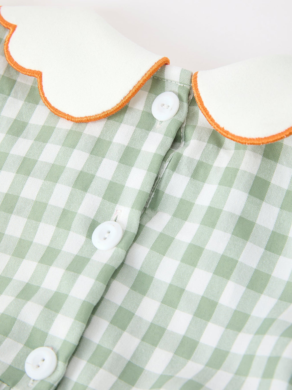 Fall Plaid Girls Dress Pumpkin Bow Smocked Peter Pan Collar