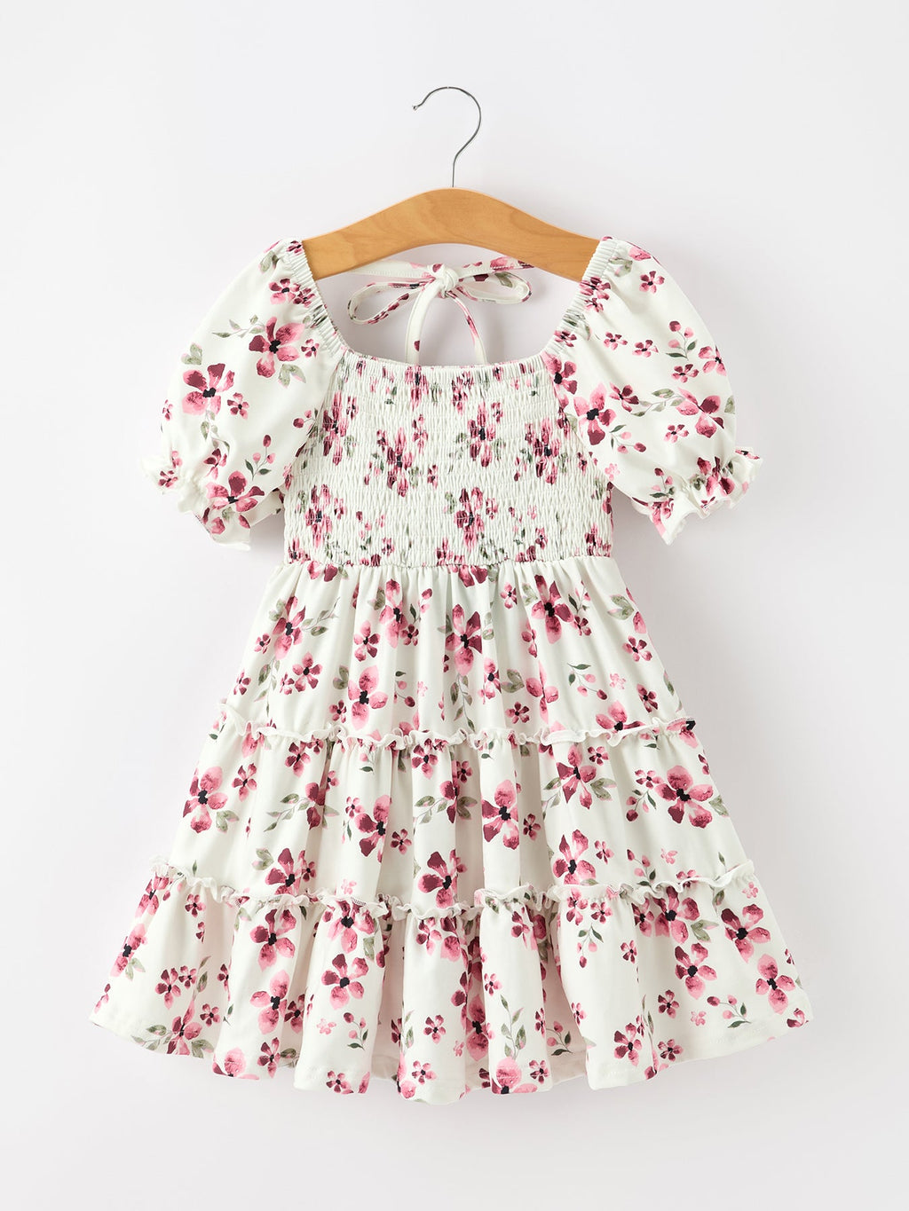 Floral Ruffle Girls Dress Puff Sleeve Party Dress