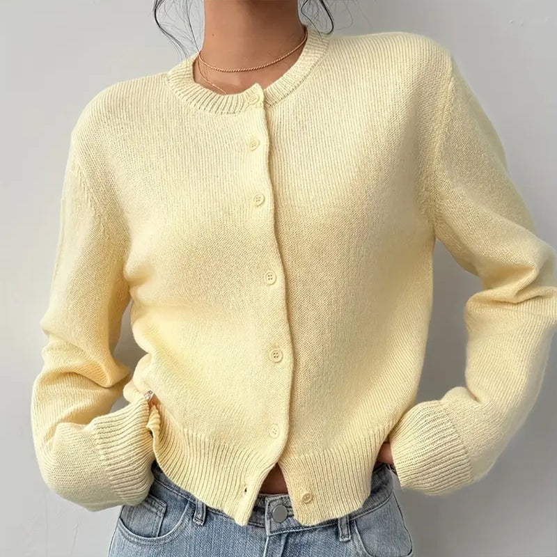 Light Ribbed Button-Up Cardigan