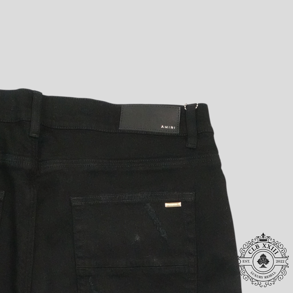 Amiri Banana Leaf Patch Thrasher Jeans in Black