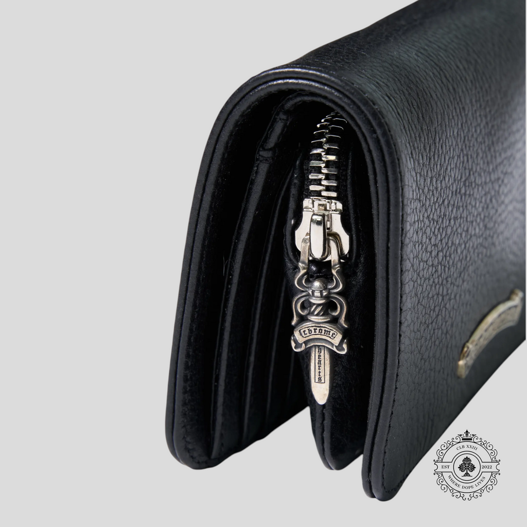 Chrome Hearts Joey Scroll Logo Leather Wallet in Black