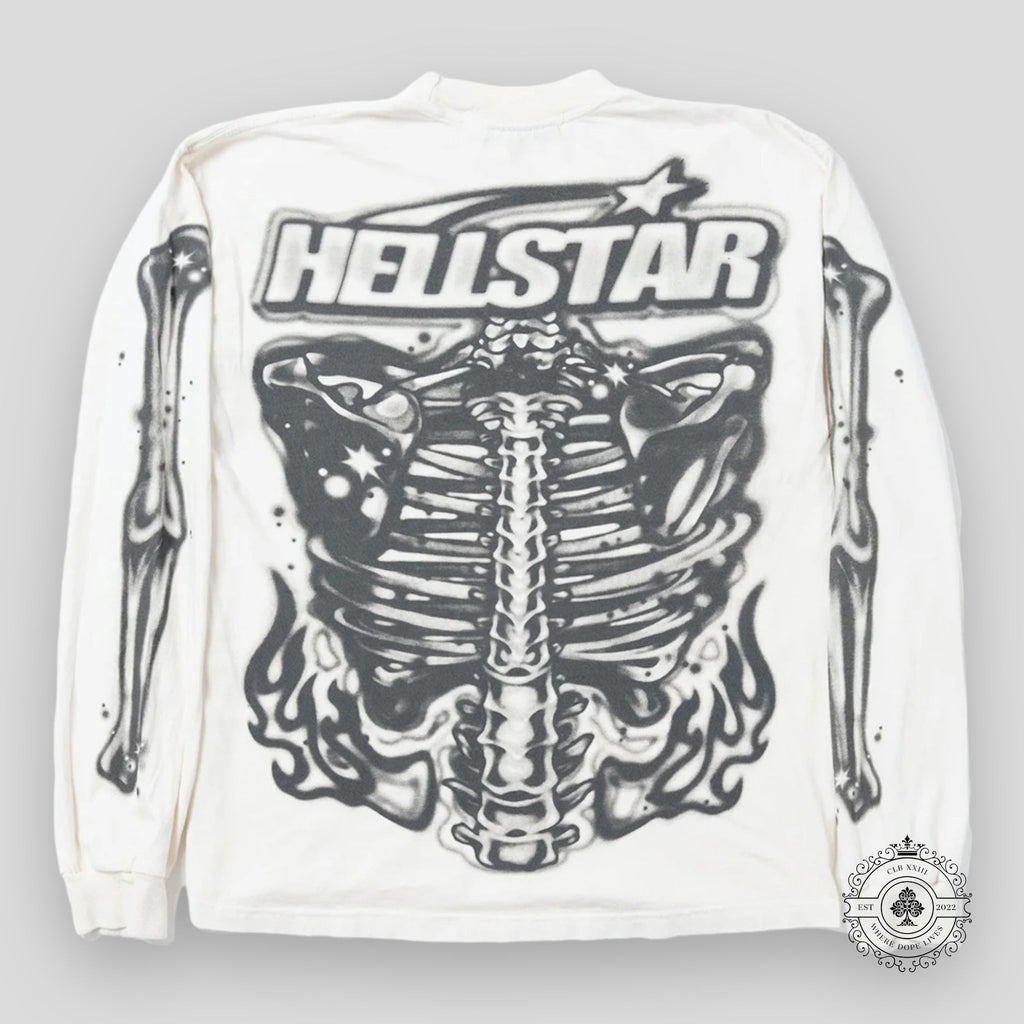 Hellstar Airbrushed Bones Longsleeve in White