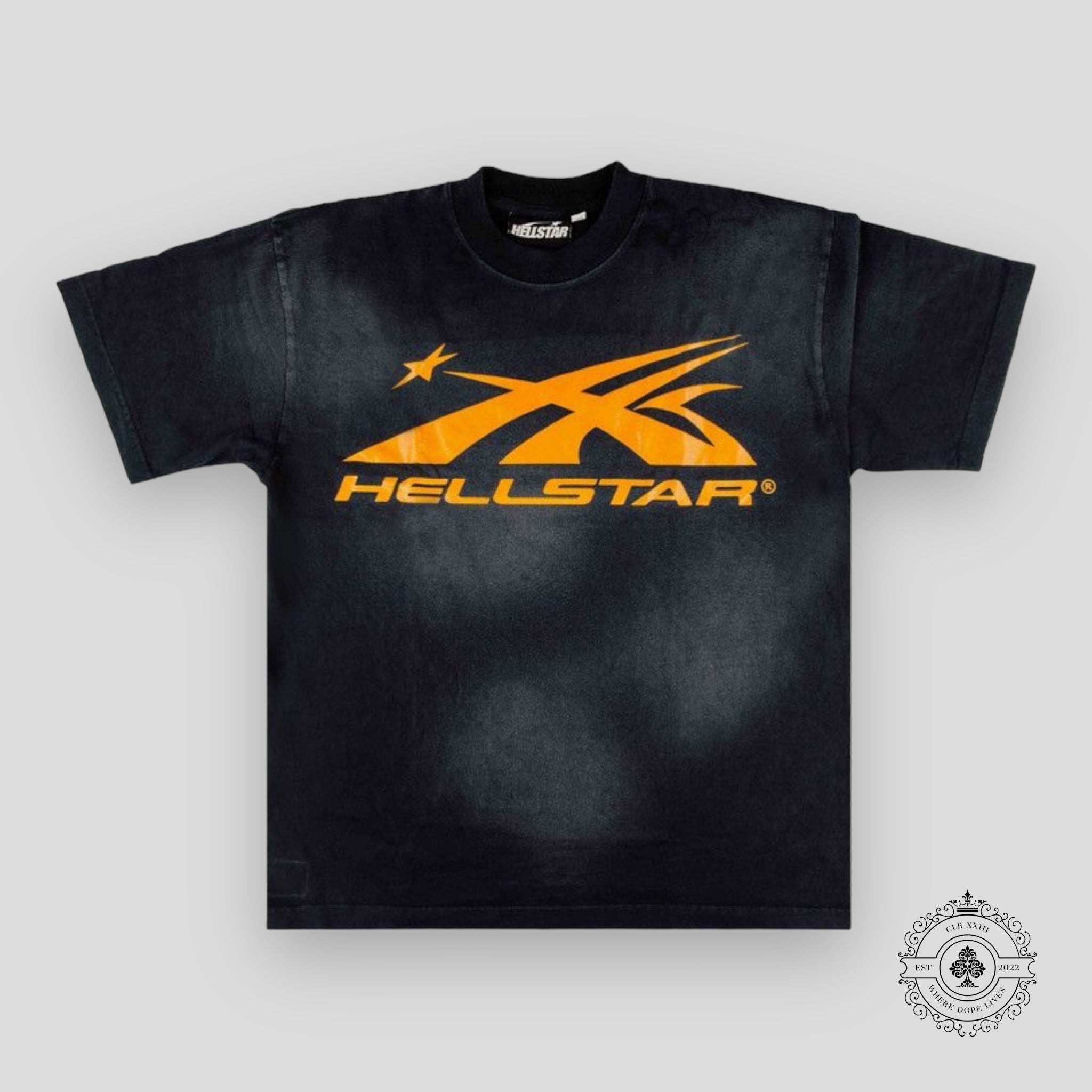 Hellstar Sport Logo Gel T-Shirt in Black / Orange