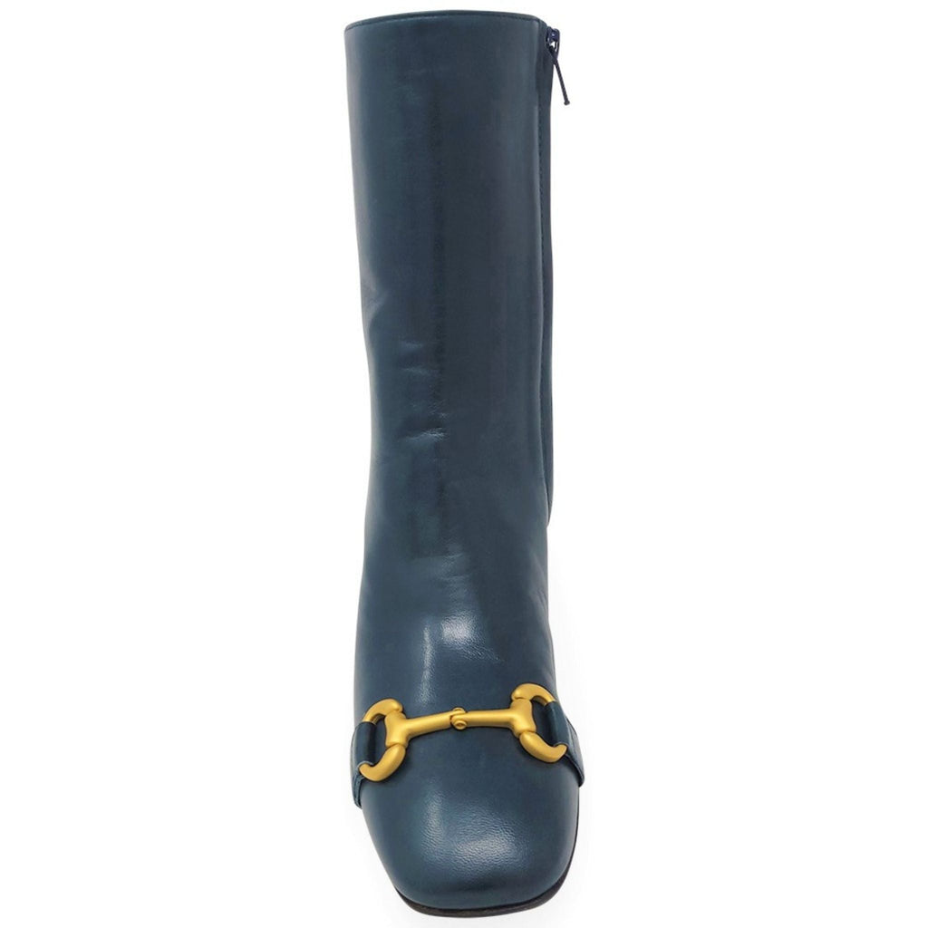 Teal Leather Back Stripe Boot