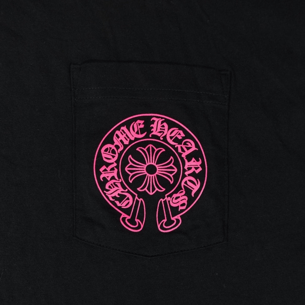 Chrome Hearts Horseshoe Logo Tee in Black/Pink