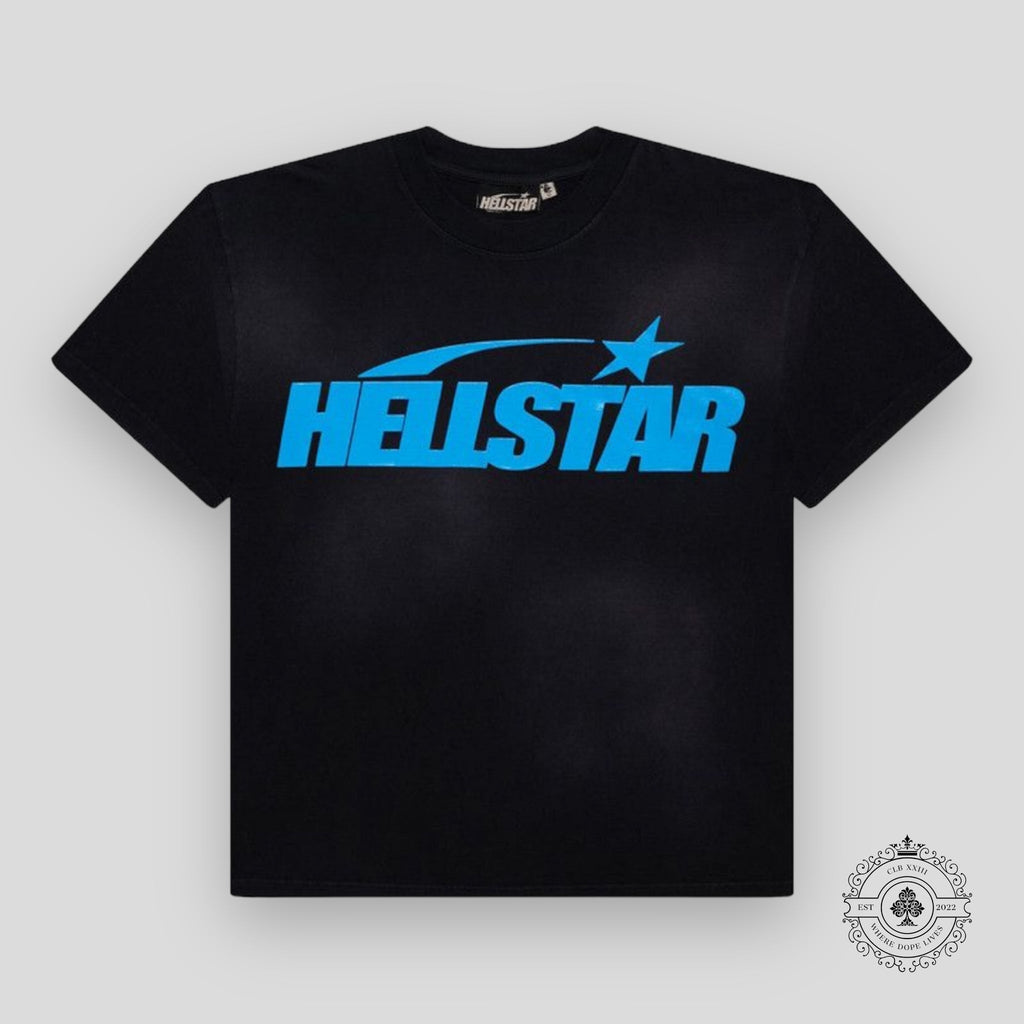 Hellstar Sport Logo Gel T-Shirt in Black / Blue