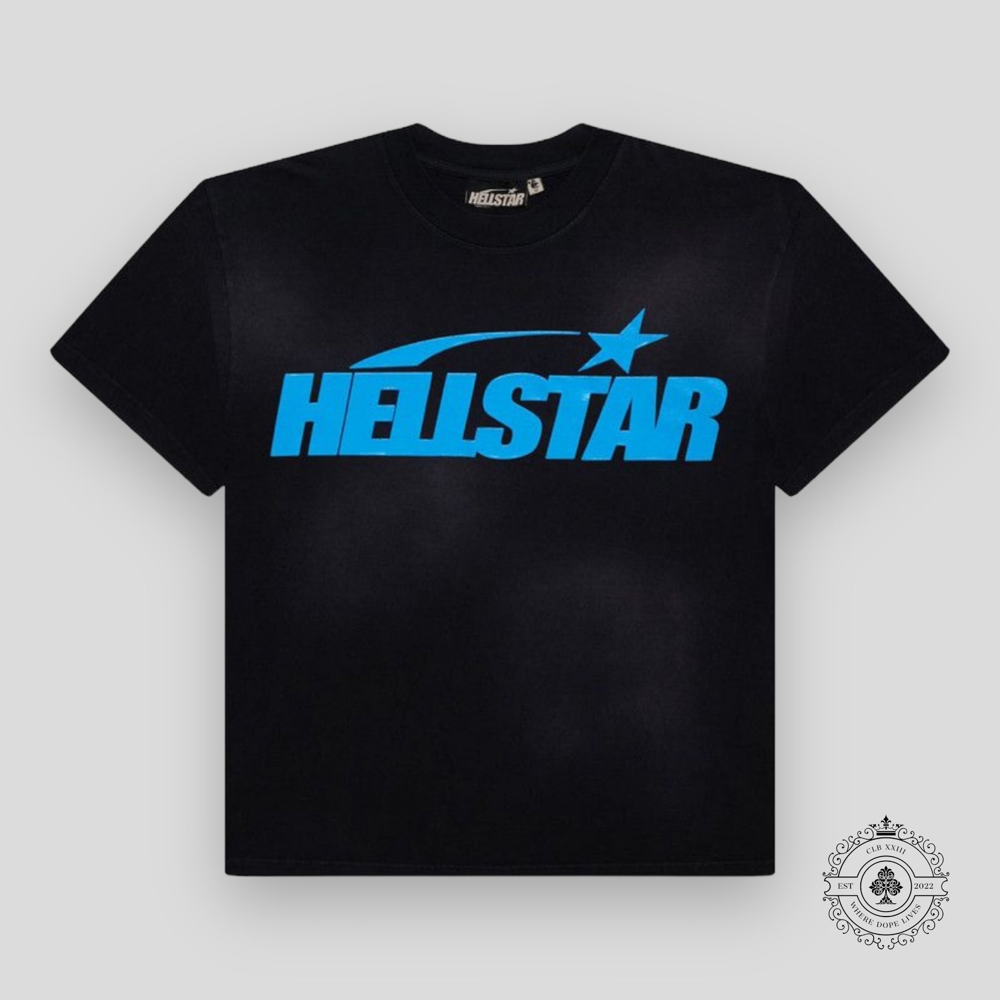 Hellstar Sport Logo Gel T-Shirt in Black / Blue