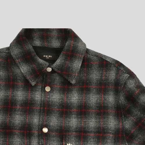 Amiri Fringe Wool Overshirt in Grey