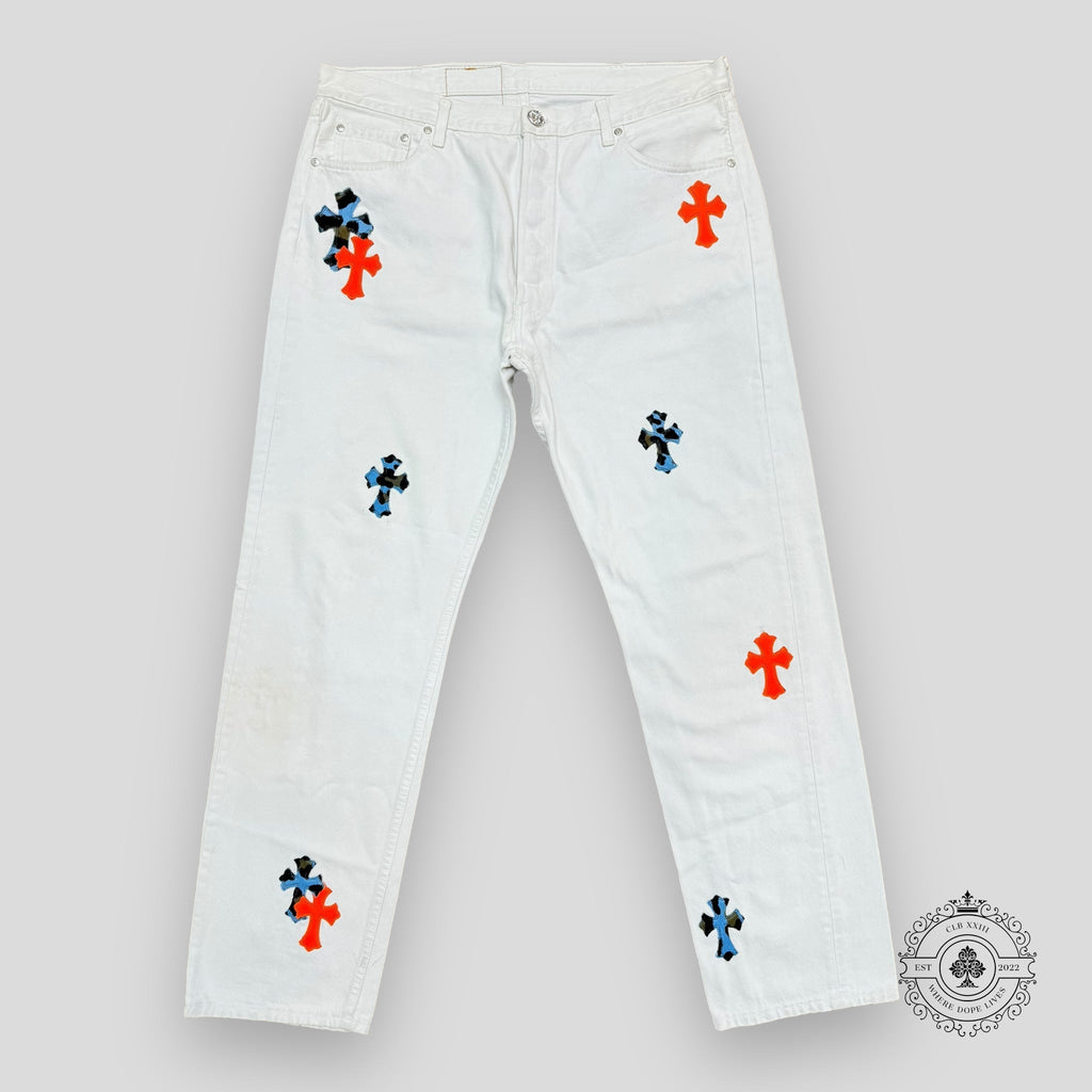 Chrome Hearts St. Barth Patch Jeans in White