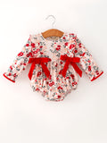 Fall Floral Baby Girl Romper Ruffle Bow Long Sleeve