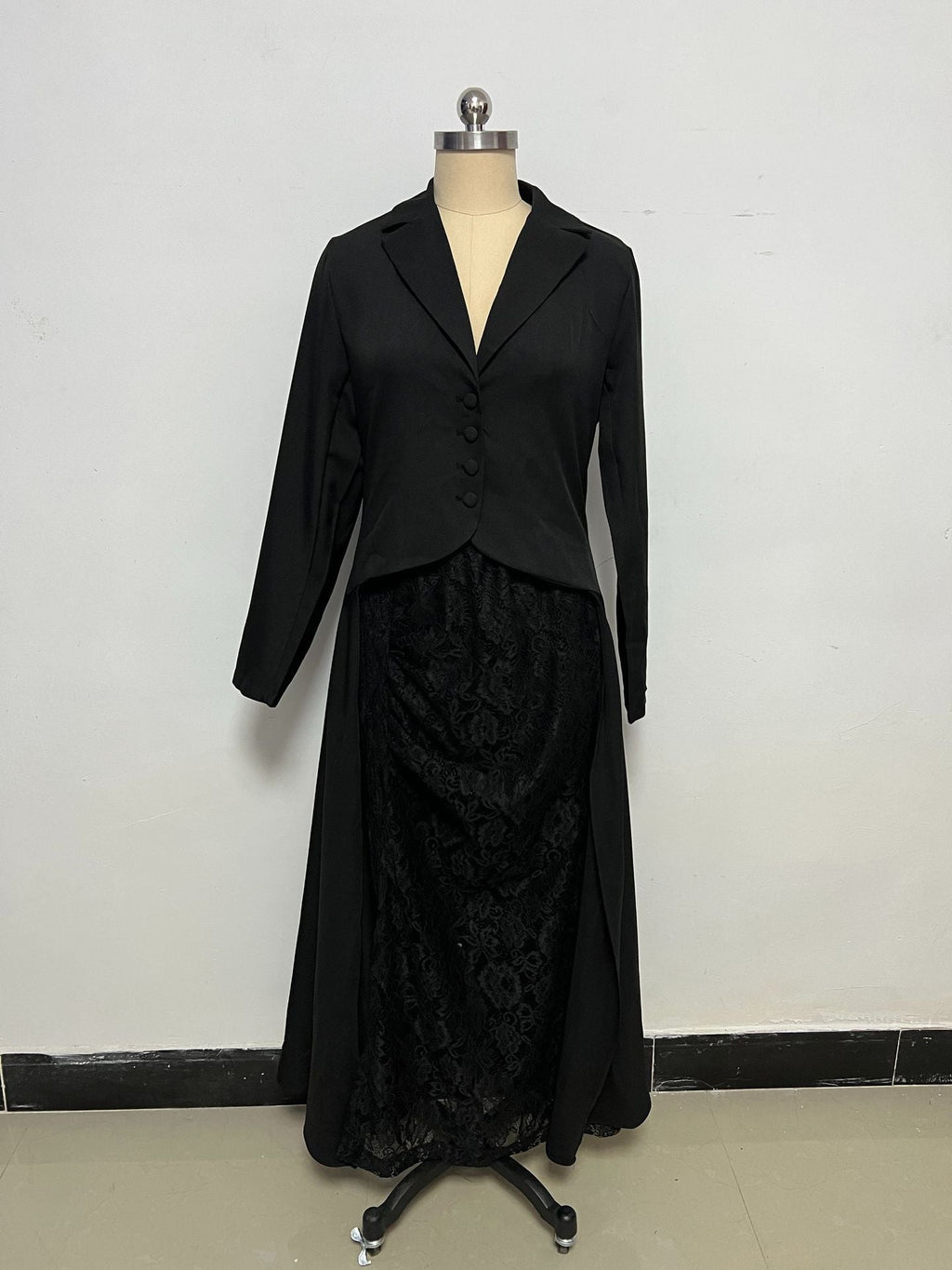 Chic Lace Collar Two-Piece Long Sleeve Dress for Women