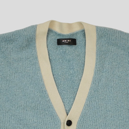 Amiri Fuzzy Wool Cardigan in Blue