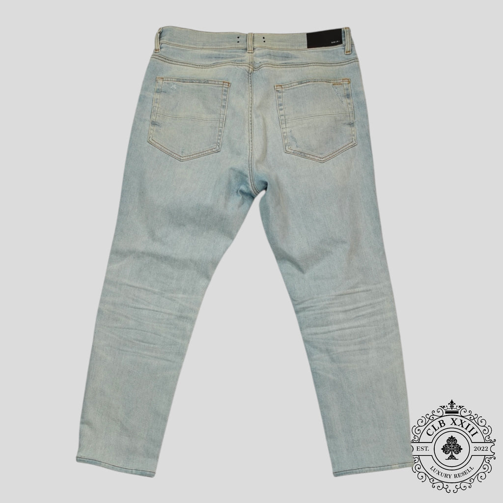 Amiri Watercolor Patch Jeans in Light Wash/Multicolor