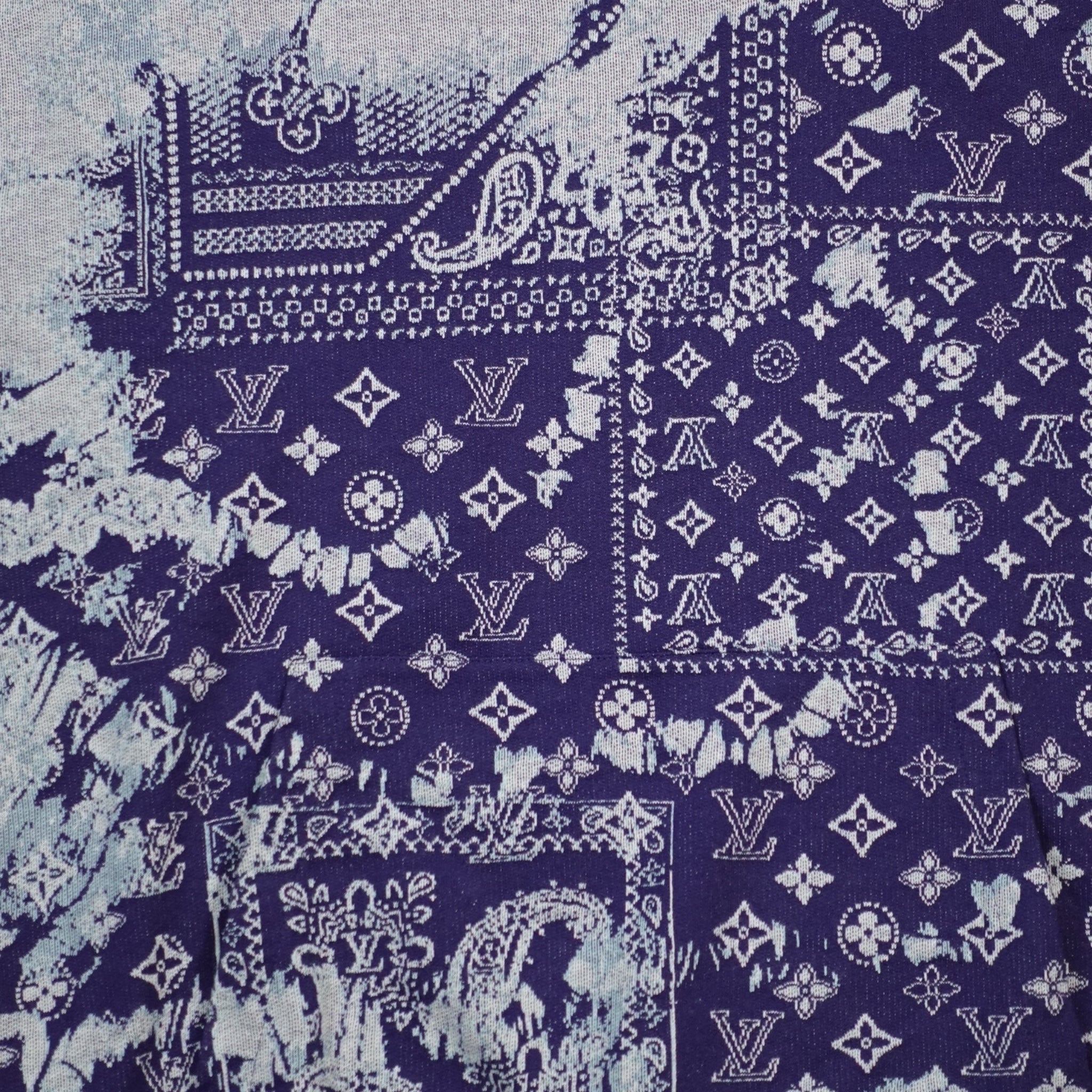 Louis Vuitton Monogram Bandana Short Sleeve Hoodie in Blue