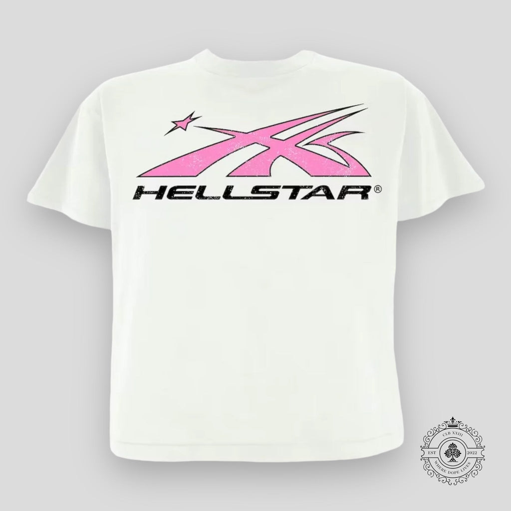 Hellstar Sport Logo T-Shirt in White/Pink
