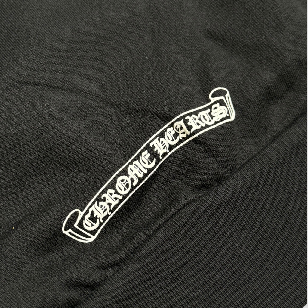 Chrome Hearts Vertical Fu Logo Hoodie in Black/White