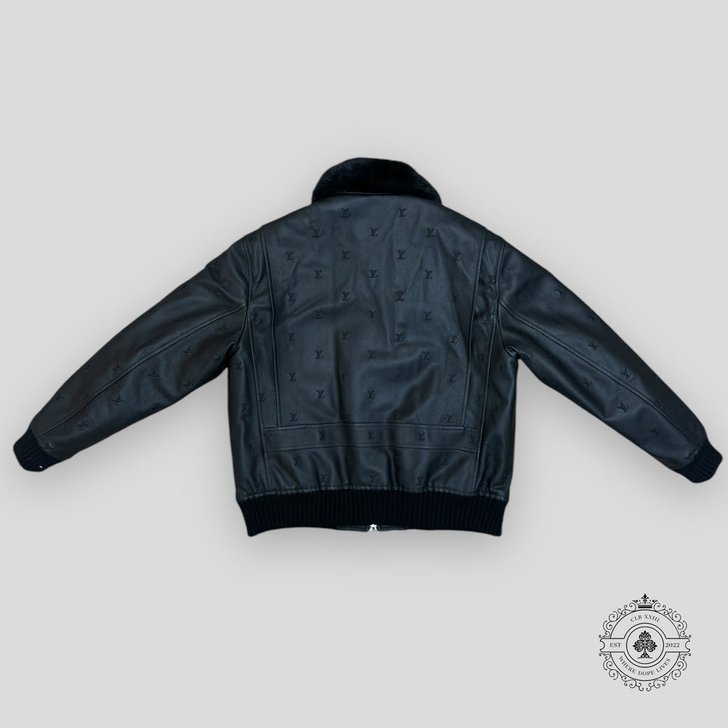 Louis Vuitton Leather Aviator Mink Collar