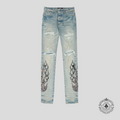 Amiri Bandana Flame Jeans in Clay Indigo / Black