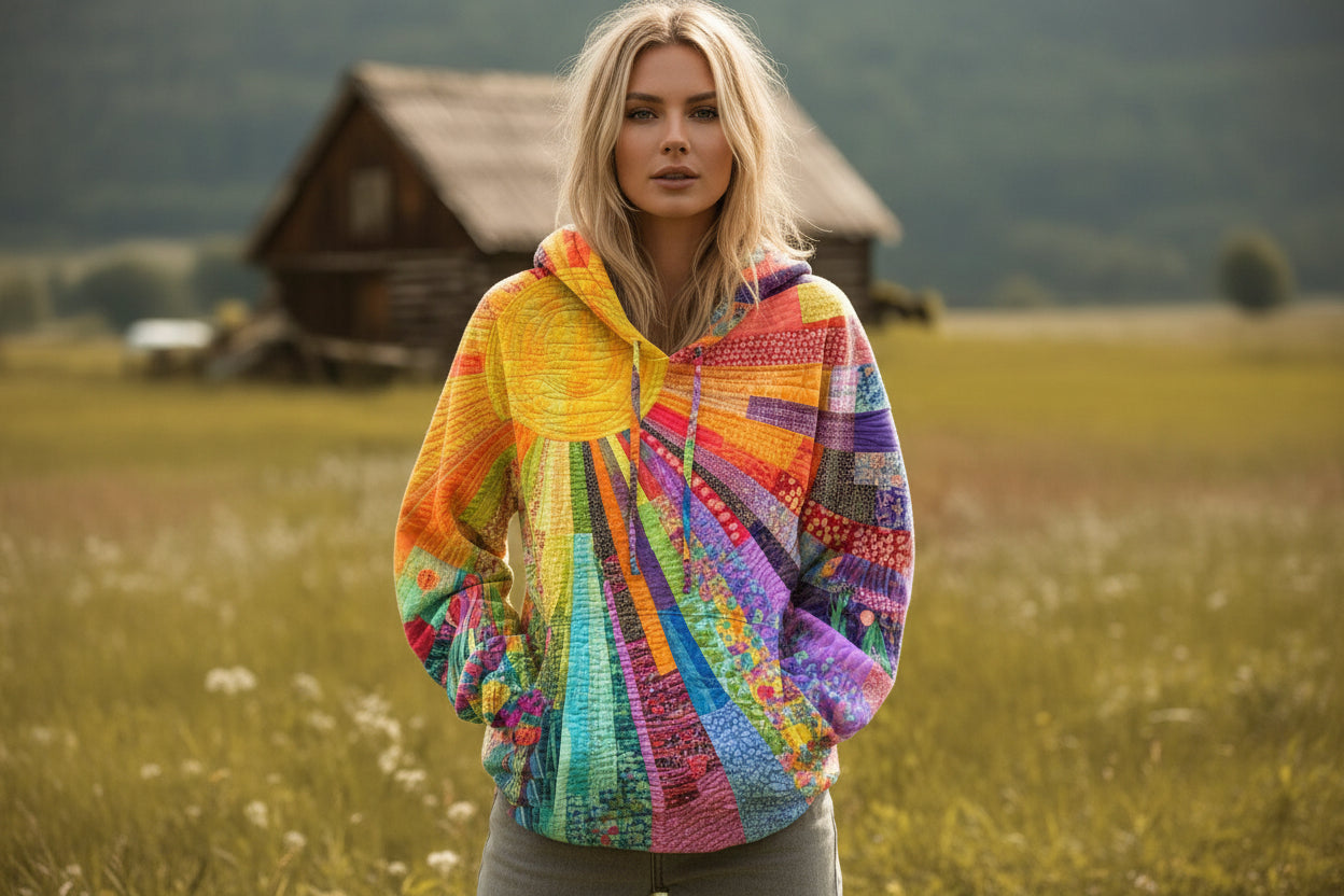 3D Digital Printed Sun Pattern Colorful Women’s Sweatshirt