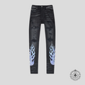 Amiri Bandana Flame Jeans in Black / Blue