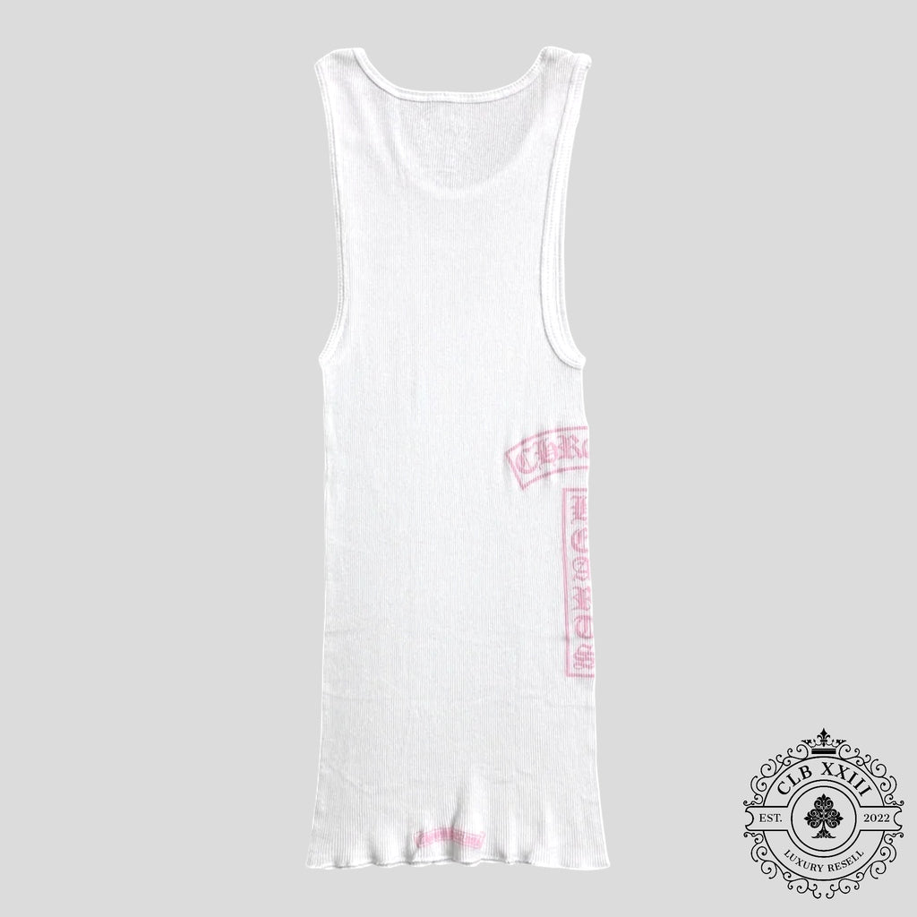 Chrome Hearts T Bar Rib Tank Top in White / Pink