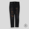 Amiri Leopard Patch Thrasher Jeans in Black