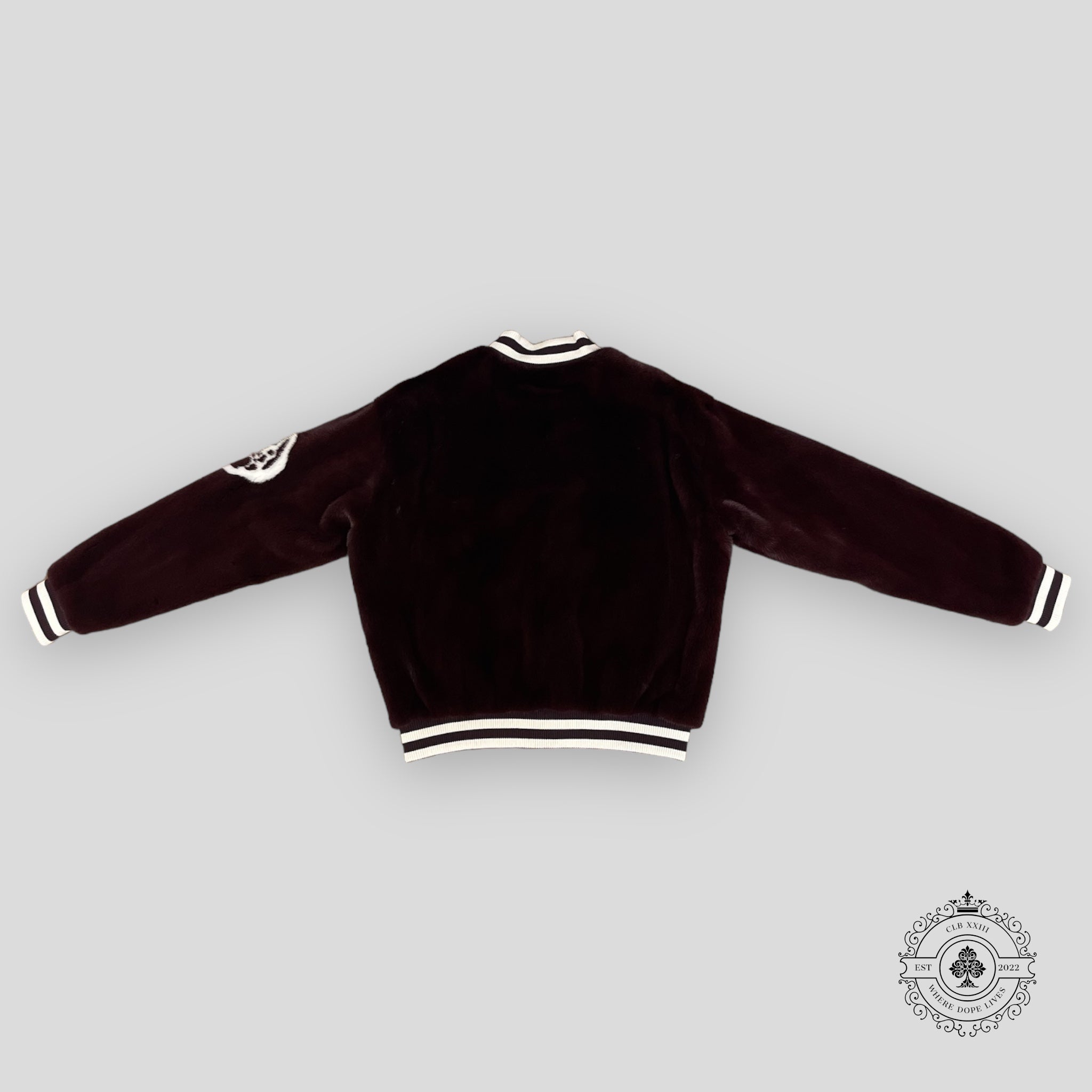 Louis Vuitton Lovers Mink Bomber in Maroon
