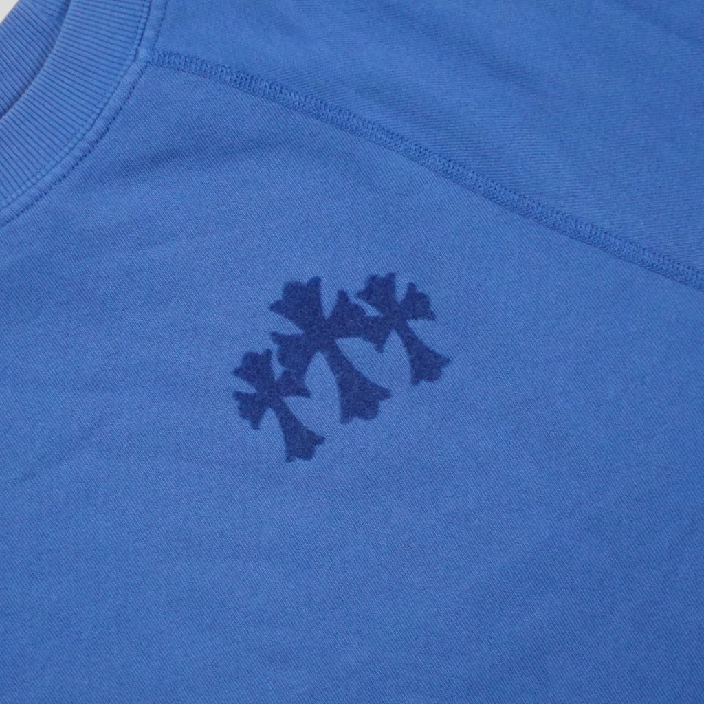 Chrome Hearts Women's Triple Cross CH Flocked Crewneck in Blue