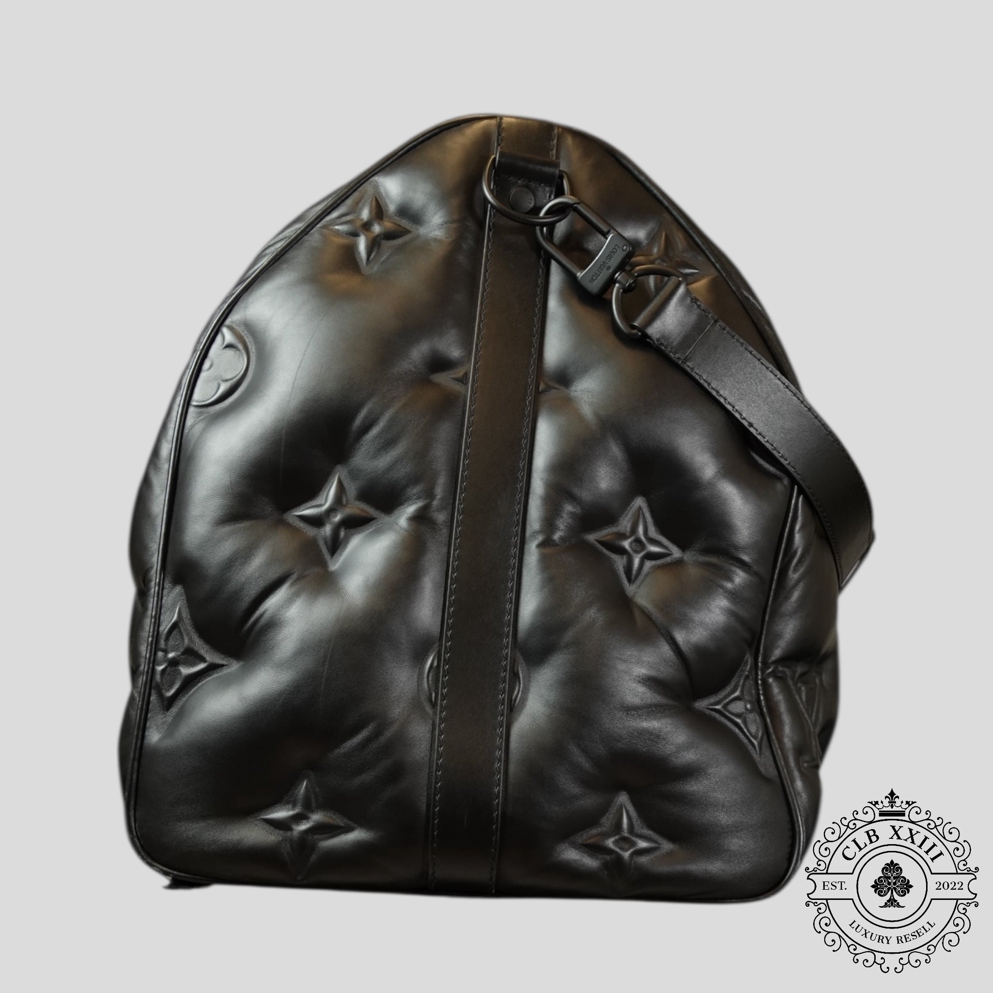 Louis Vuitton Lambskin Monogram Keepall Puffer Xl Bandouliere 75 in Black