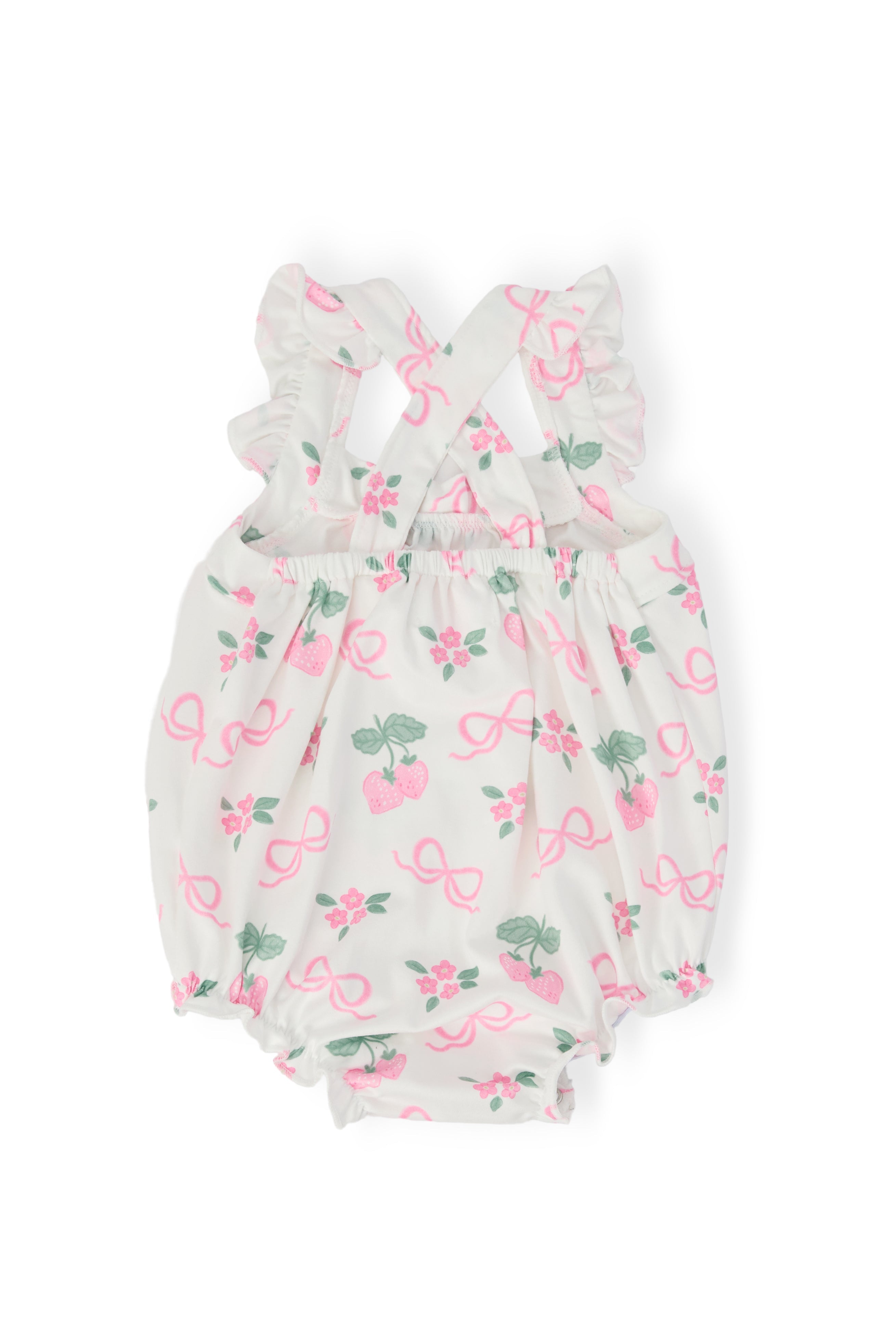 Berries & Bows Ruffle Cross Back Romper