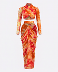 Vibrant Tie-Dye Ruched Maxi Set