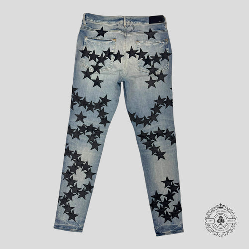Amiri Chemist Star Patch Jeans in Clay Indigo / Black