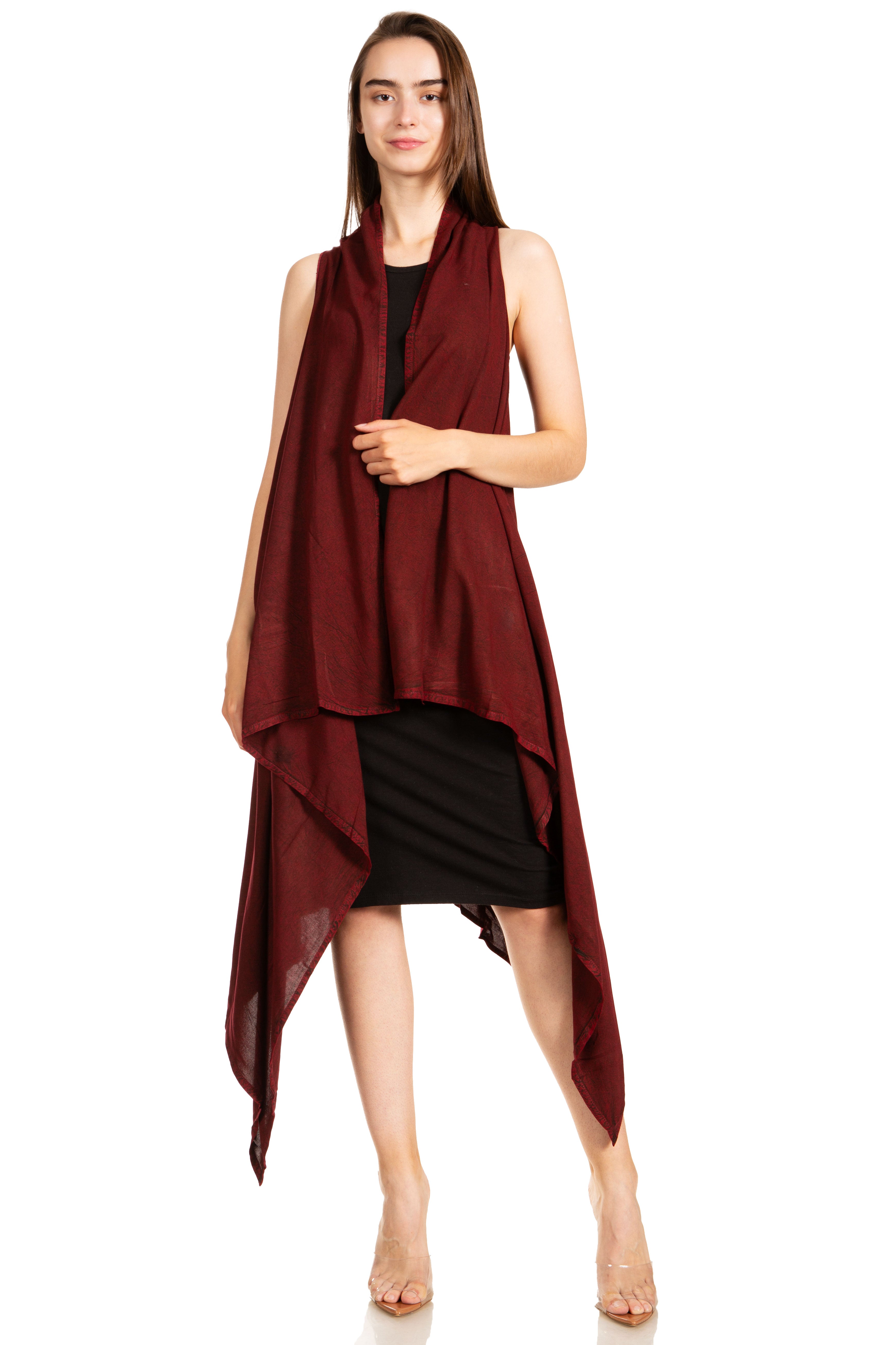 Sakkas Ivana Women's Oversized Draped Open Front Sleeveless Cardigan in Tie Dye