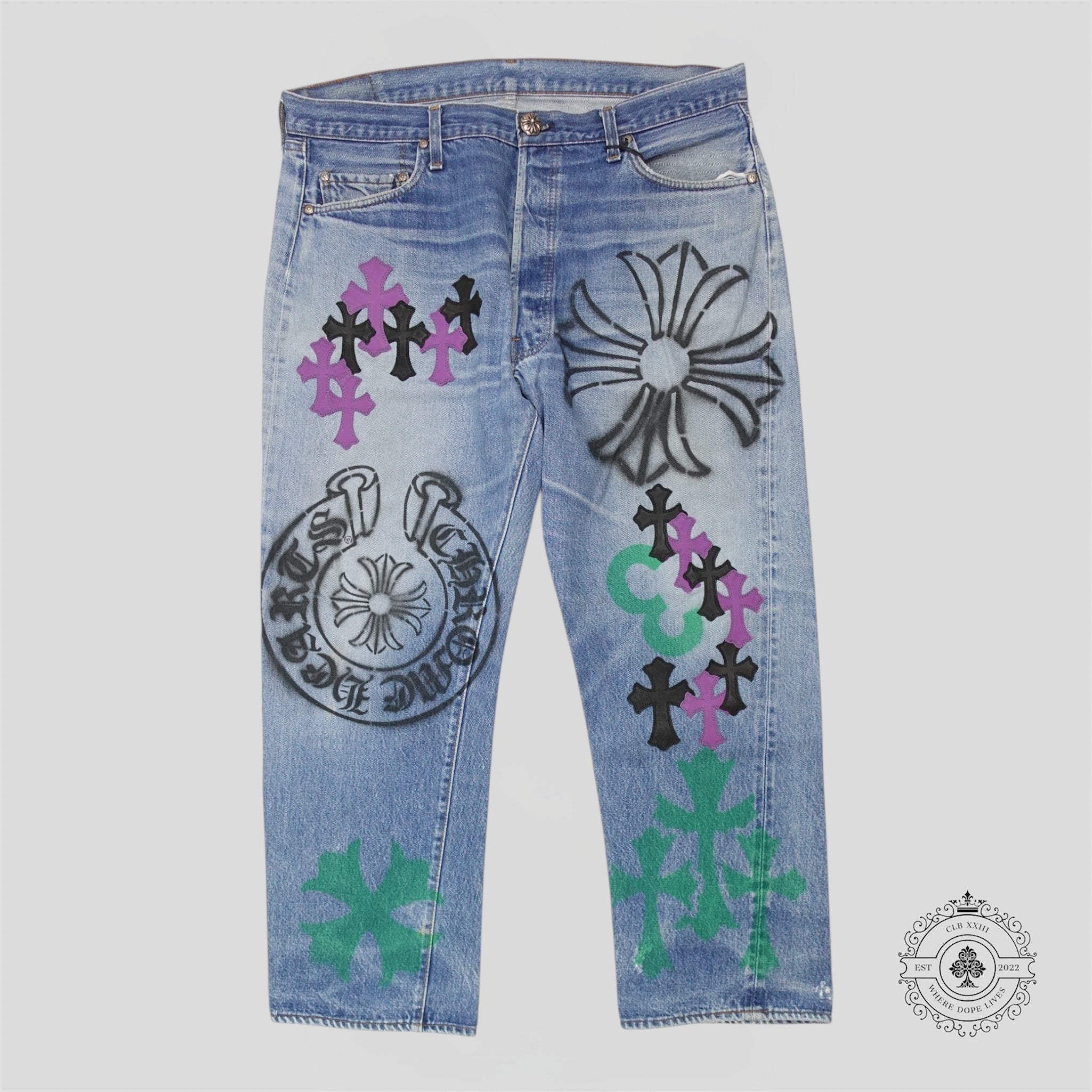 Chrome Hearts Levi's Stencil Cross Patch Jeans