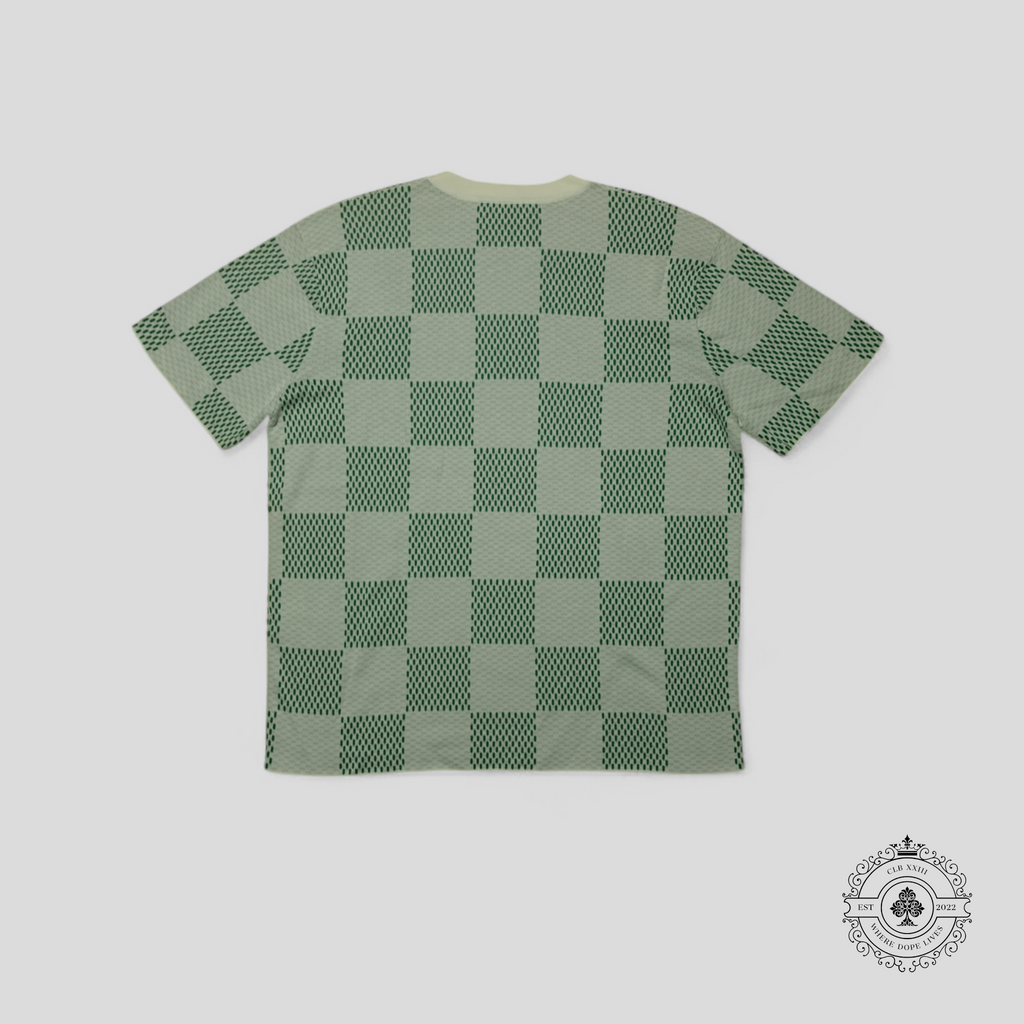Louis Vuitton Light Damier Knitted Short Sleeve Crewneck in Green/White