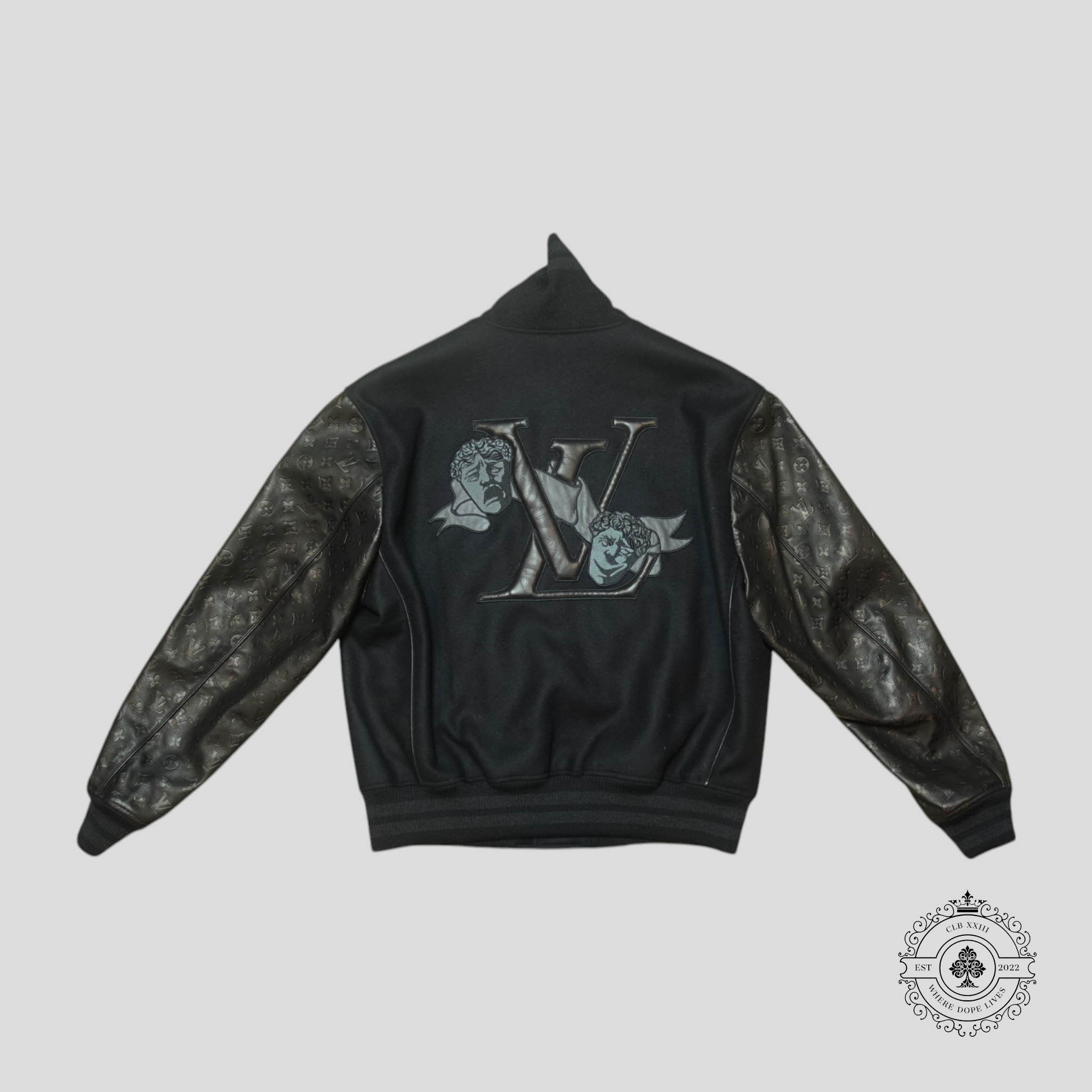 Louis Vuitton Mix Leather Varsity Jacket in Black