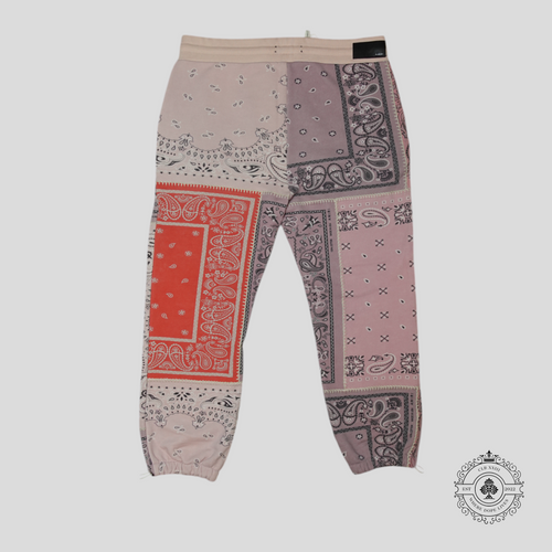 Amiri Bandana Reconstruct Sweatpants in Pink/Coral