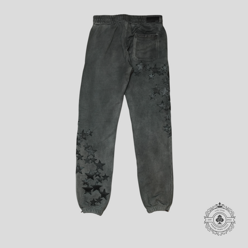 Amiri Chemist Leather Star Patch Sweatpants in Grey