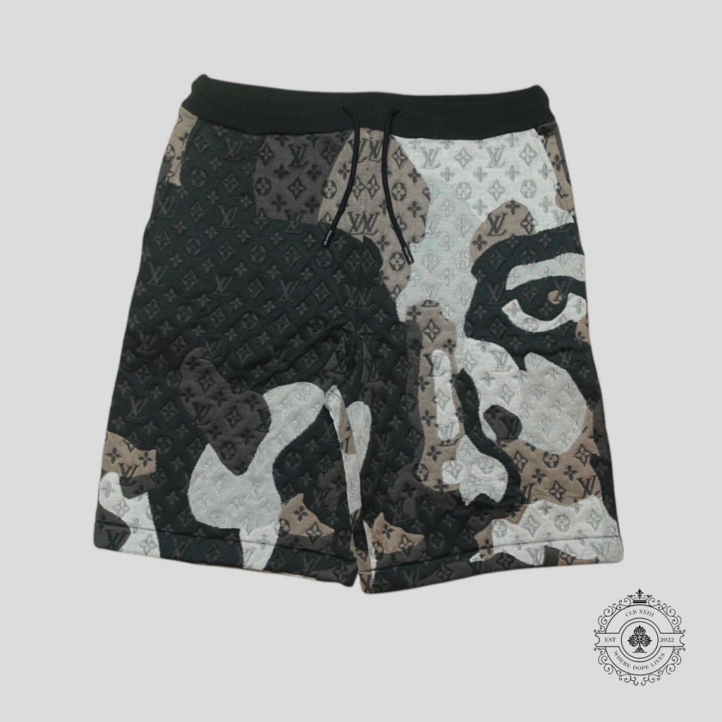 Louis Vuitton Patchwork Portrait Monogram Shorts in Black/Grey/Brown