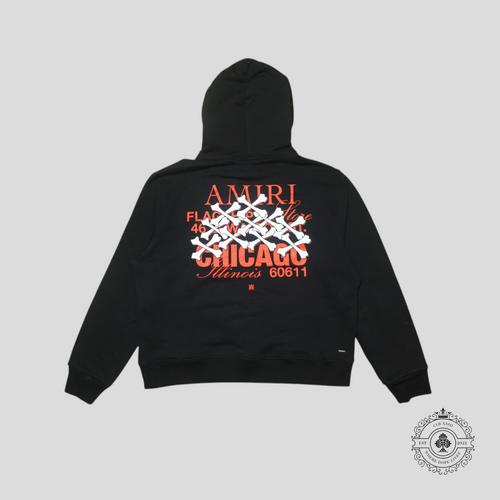 Amiri Chicago White Bones Hoodie in Black