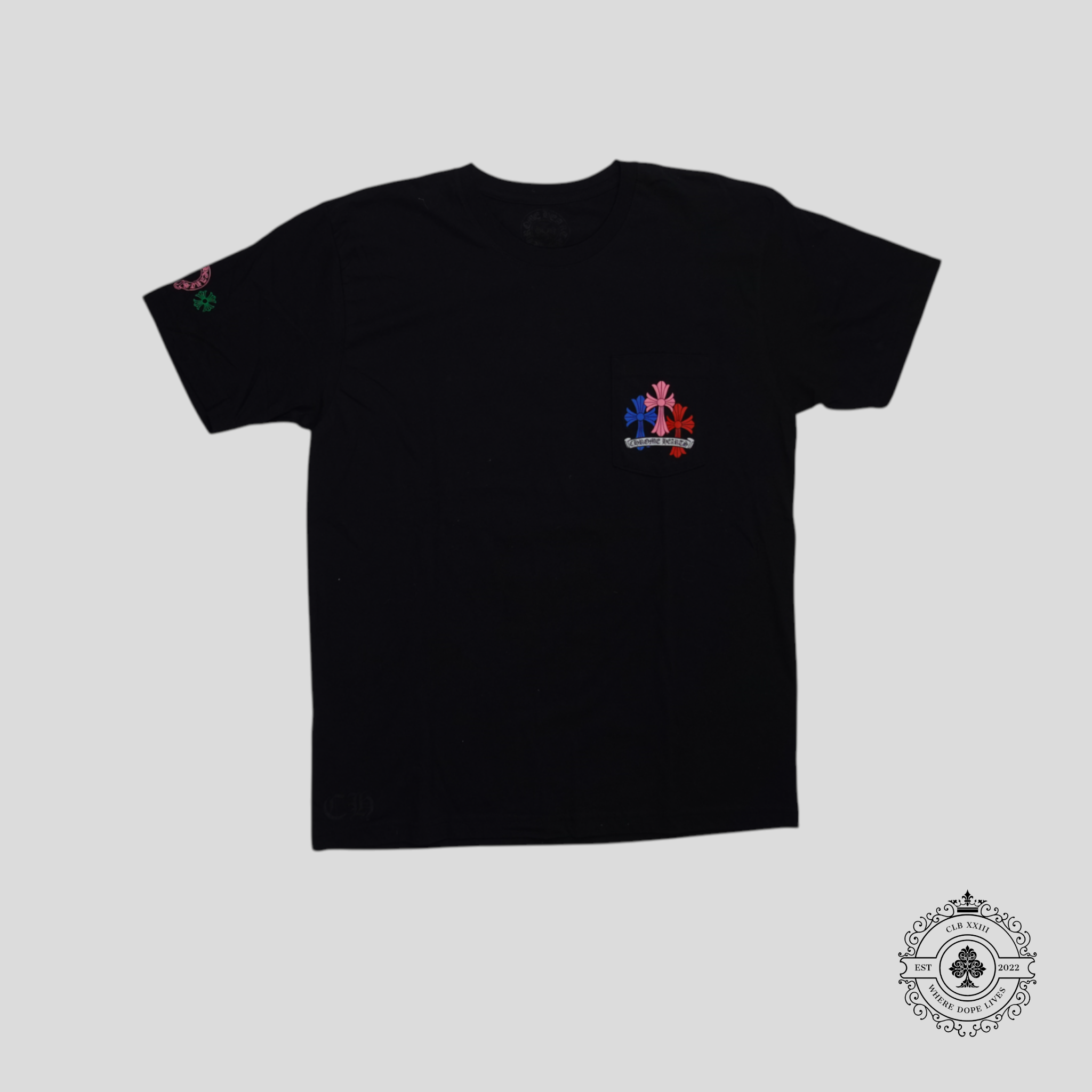 Chrome Hearts Triple Cross Tee in Black/Multicolor