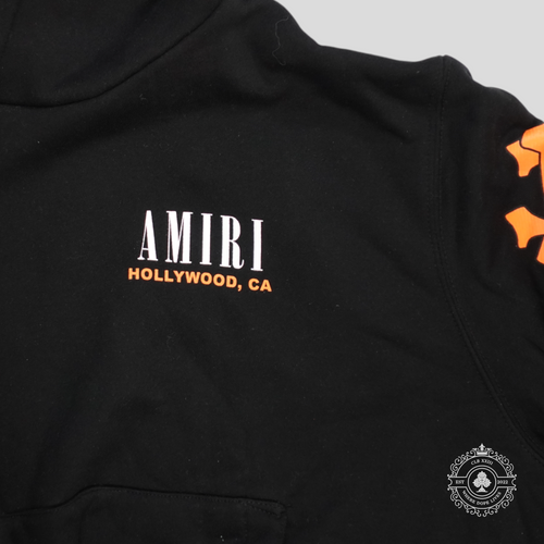 Amiri Bones Hoodie in Black/Orange