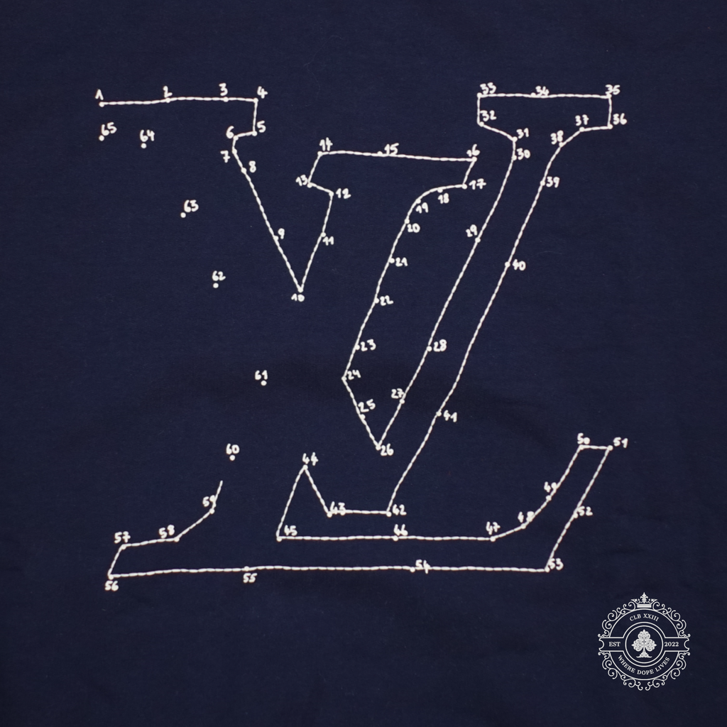 Louis Vuitton Stitch Print Embroidered Sweatshirt in Navy Blue