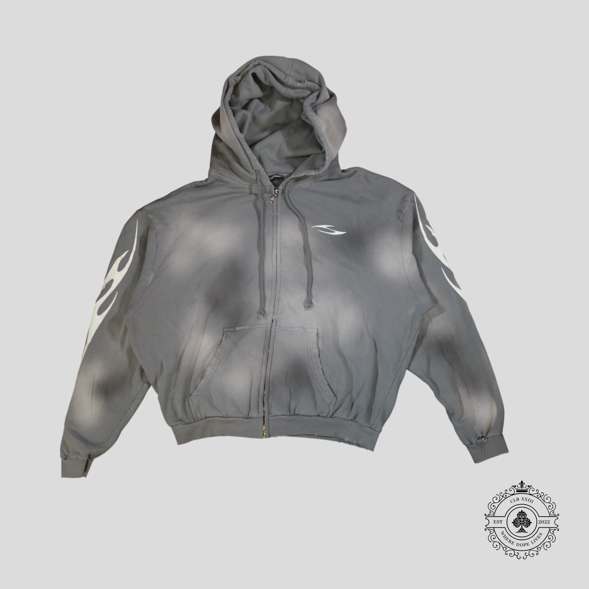 Hellstar Hstar Zip Up Hoodie in Grey