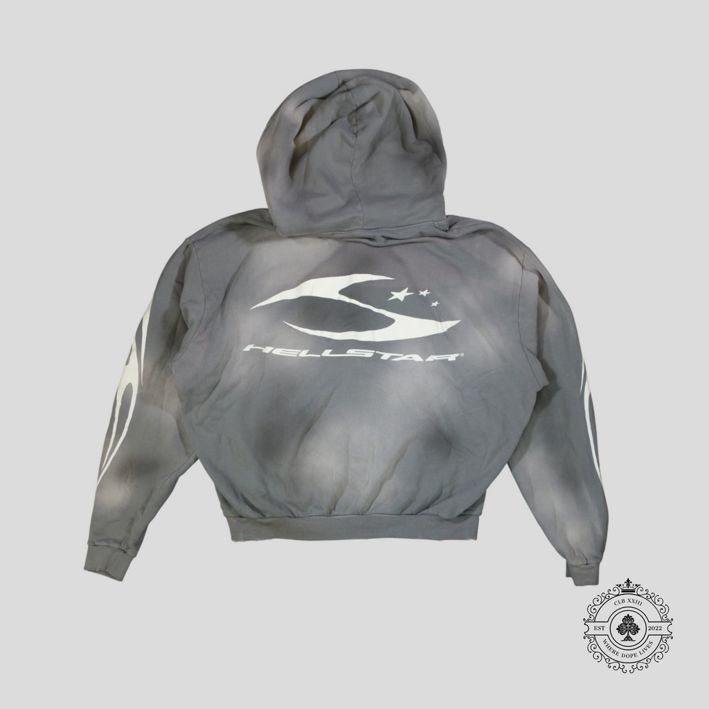 Hellstar Hstar Zip Up Hoodie in Grey