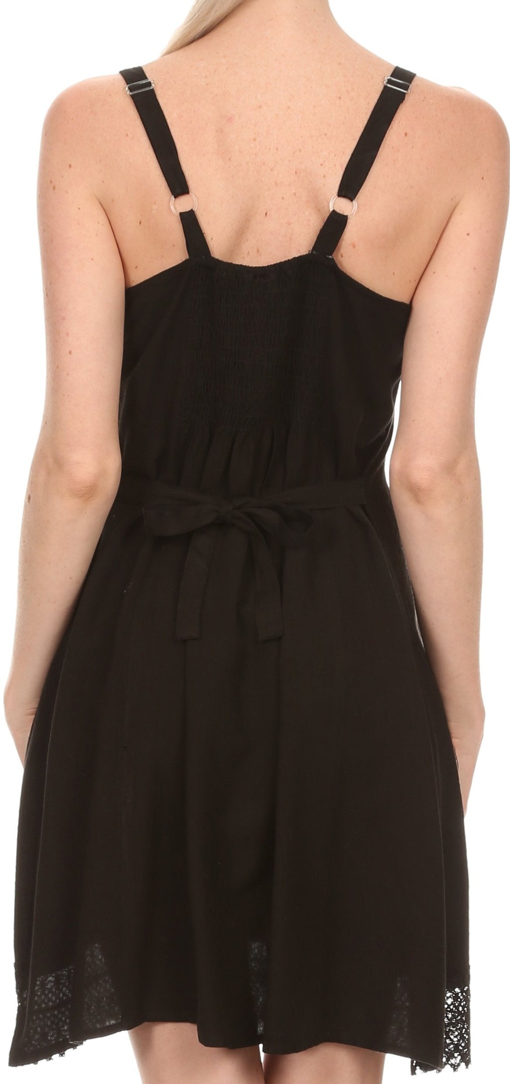 Sakkas Aliney Short Adjustable Spaghetti Strap Sleeveless Embroidered Day Dress