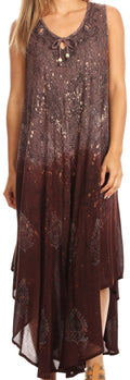 Sakkas Priscilla Sleeveless Stonewashed Ombre Tie Front Dress / Cover Up